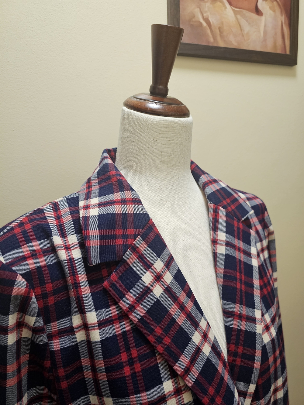 Classic Oat New York Navy, Red and Cream Plaid Blazer